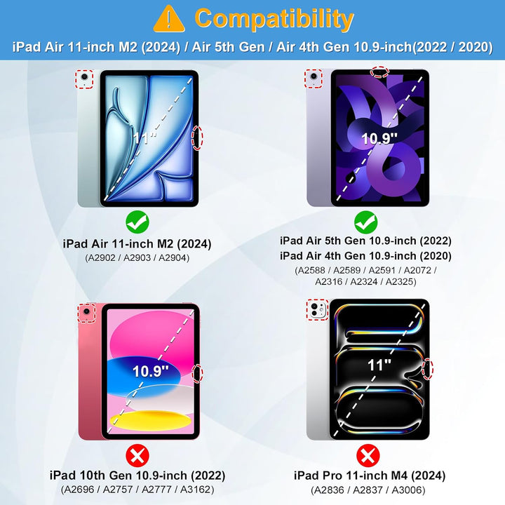 FINTIE Tastatur Hülle für iPad Air 11 Zoll M2, iPad Air 6/5/4 (2024/2022/2020) 10,9 Zoll, TPU Rücksc