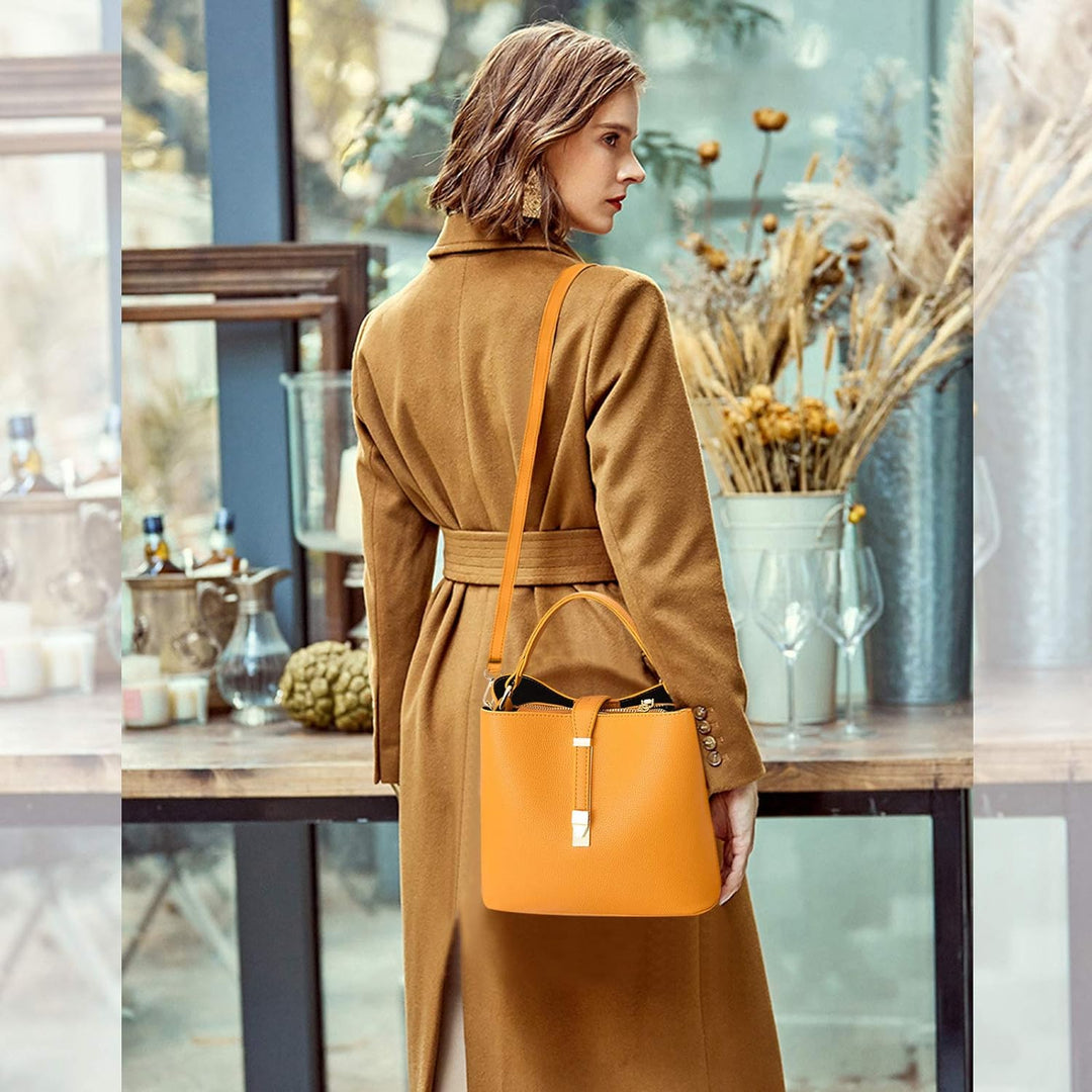 NICOLE & DORIS Leder Handtasche Damen Designer Frauen Umhängetasche mit Kartenfächer Shopper Klein T