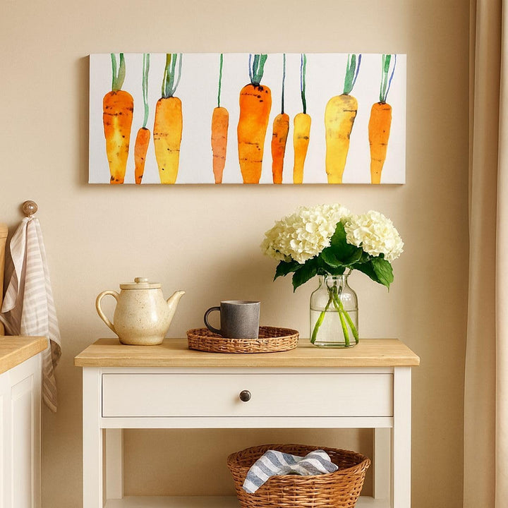 Panorama Bilder auf Leinwand 100x40cm Leinwandbild mit Rahmen Karotte Gemüse Gross Wanddeko Bild Sch