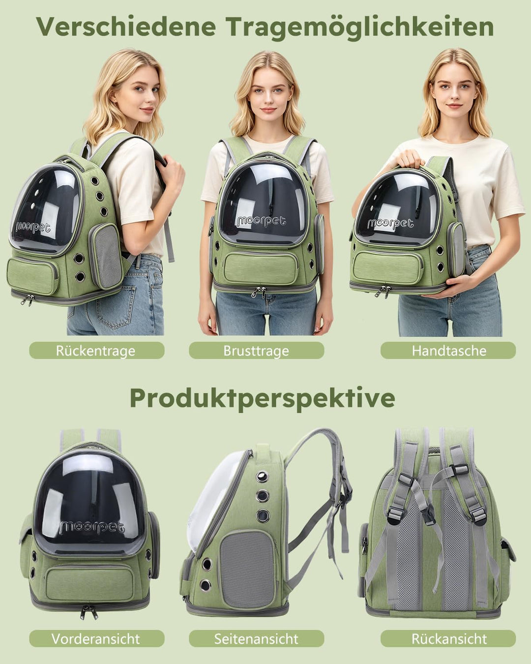 PETCUTE Haustier Rucksack,Tragbar Raumkapsel Hunde Katzen Rucksack mit Herausnehmbarer Matte,Atmungs