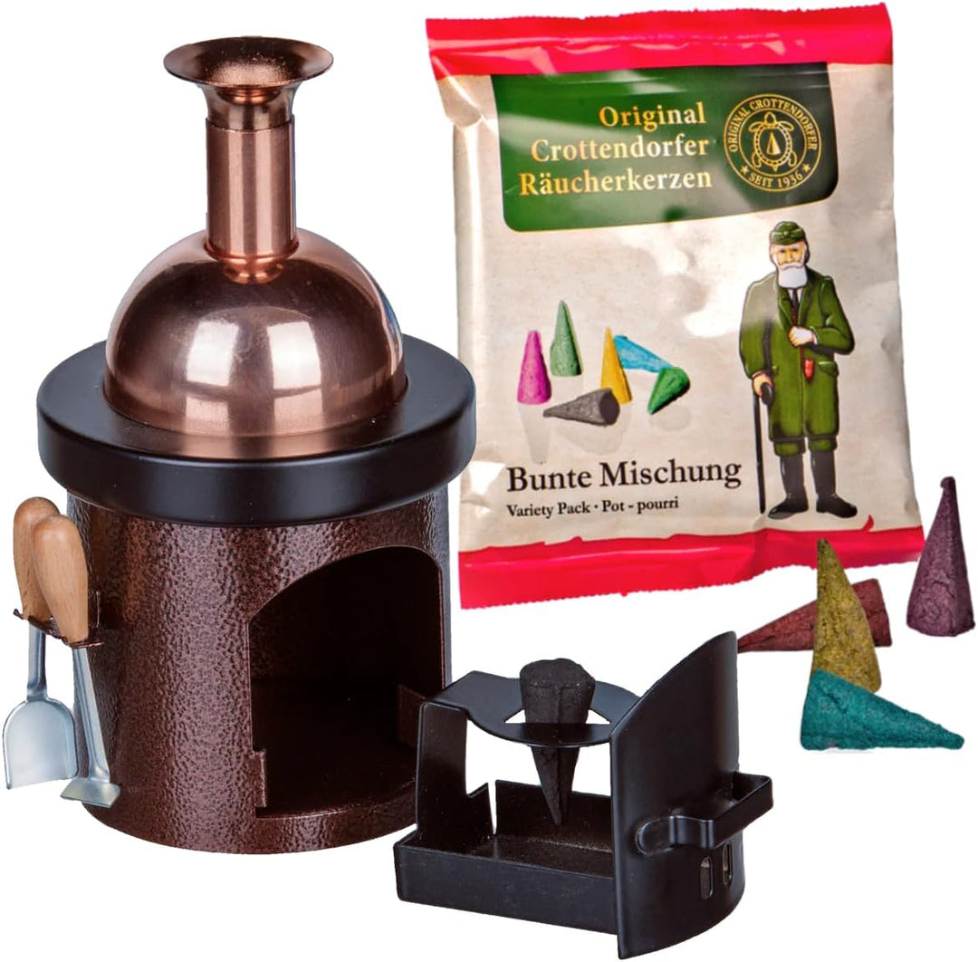 Crottendorfer Räucherkerzenofen Braukessel in braun - Hammerschlag - für Räucherkerzen Grösse M, Bra