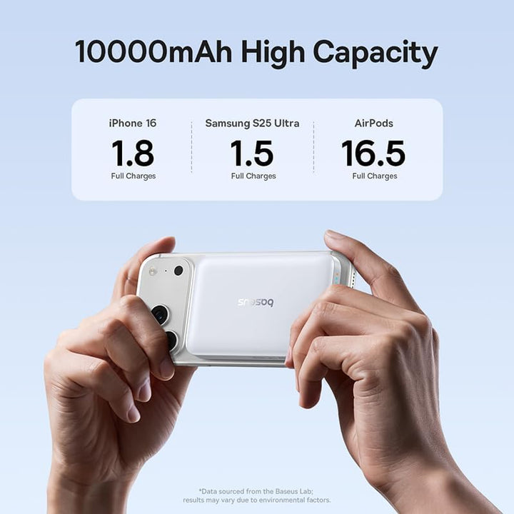 Baseus Enerfill MagSafe Powerbank 10000mAh 30W USB C Magnetische Power Bank, Kabellose Externe Handy
