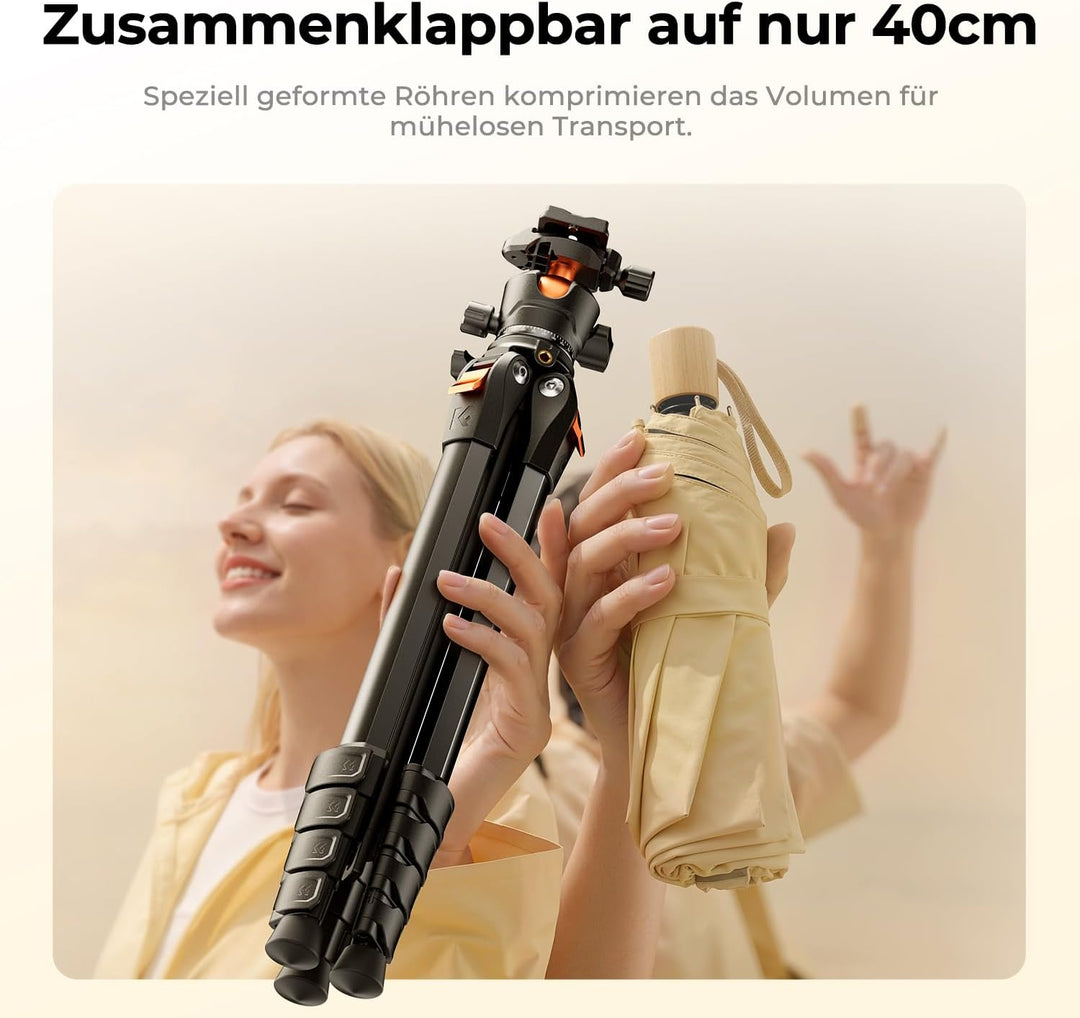 K&F CONCEPT Kamera Stativ Handy Stativ,162cm Kamerastativ, Tripod für unterwegs, Stativ für Smartpho