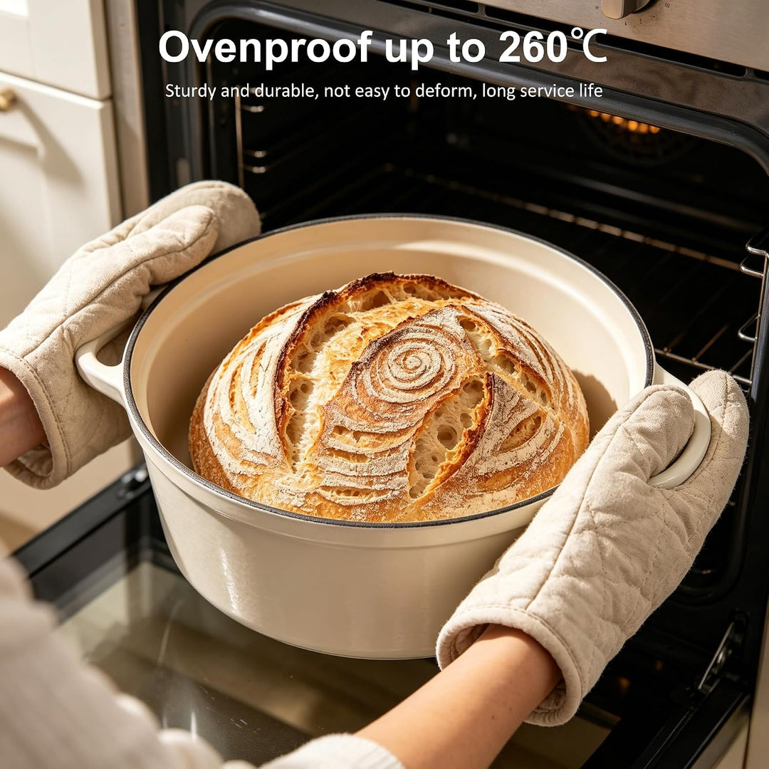 Gusseisen Topf Brot Backen - 26cm Dutch Oven Brotbackform Bräter mit Deckel, Topbooc Schmortopf Emai