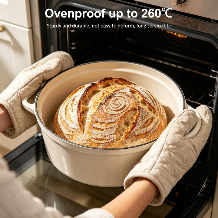 Gusseisen Topf Brot Backen - 26cm Dutch Oven Brotbackform Bräter mit Deckel, Topbooc Schmortopf Emai