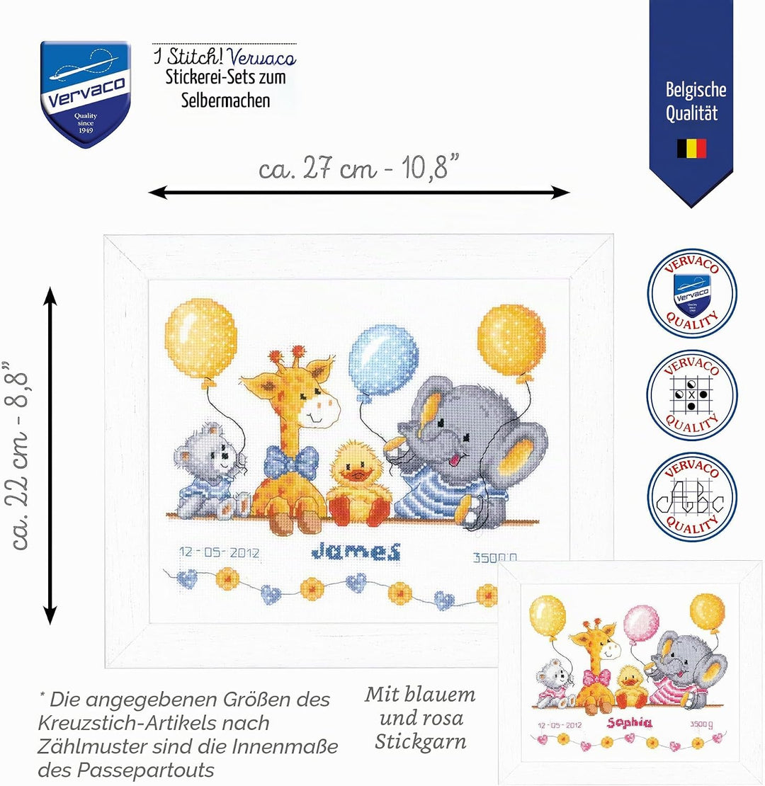 Vervaco Zählmuster Geburt Fest Zählmusterpackung-Stickpackung im gezählten Kreuzstich, Baumwolle, Me