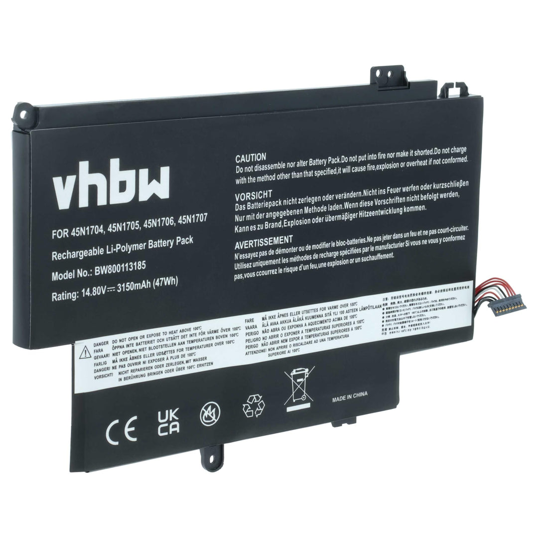 vhbw Akku kompatibel mit Lenovo ThinkPad Yoga 12 (20DK-002WAU) Notebook (3150mAh, 14,8V, Li-Polymer)