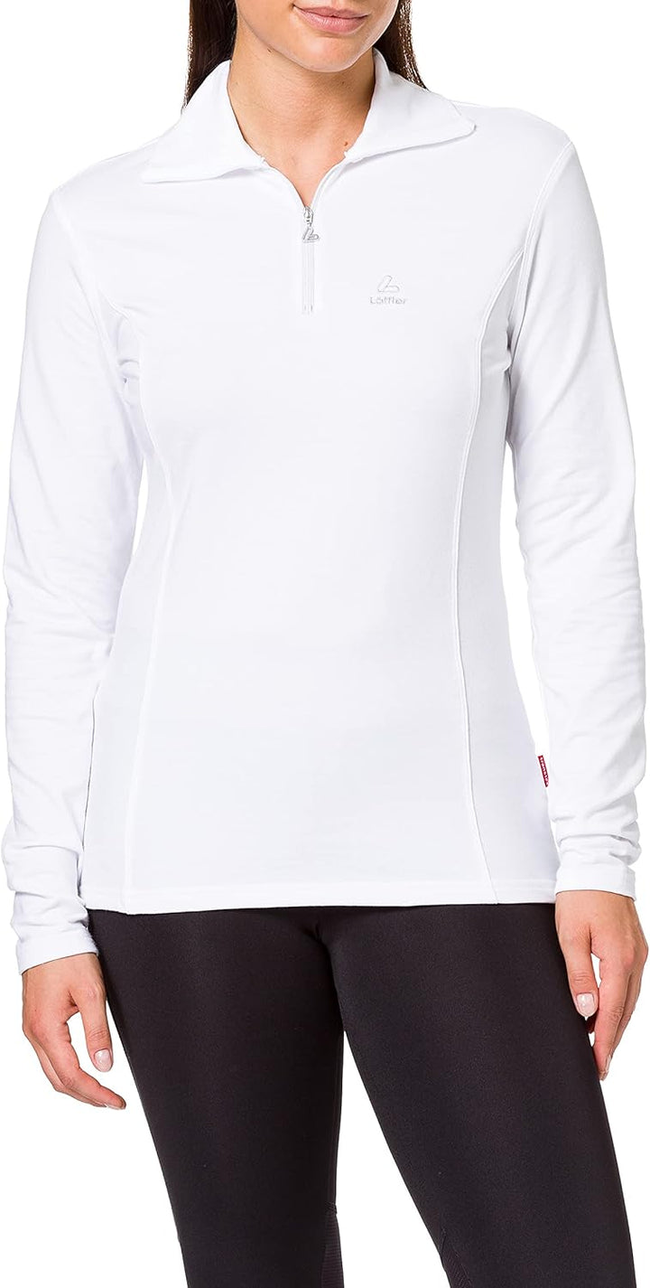 Löffler Damen Pulli DA Transtex Zip Rolli Basic 46 Weiss, 46 Weiss