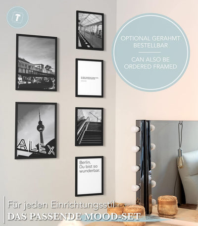 Papierschmiede® Mood Poster Set Berlin Schwarz-Weiss, Bilder Wohnzimmer Deko Schlafzimmer, 2x DIN A3