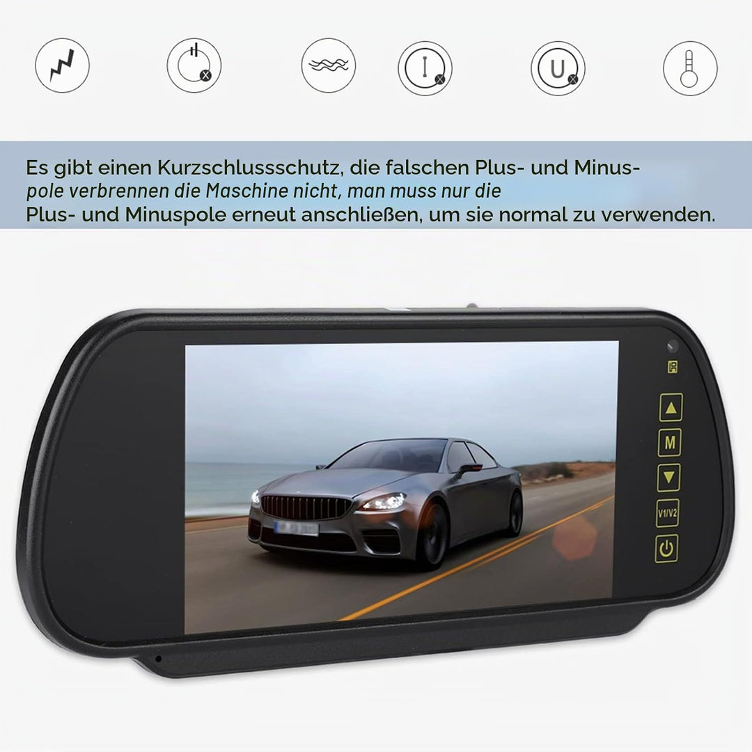 Kamera-Rückfahrkamera-Set, Rückspiegel-, 7 Zoll LCD-Display, Rückfahrkamera-, Parkmonitor für Rückfa