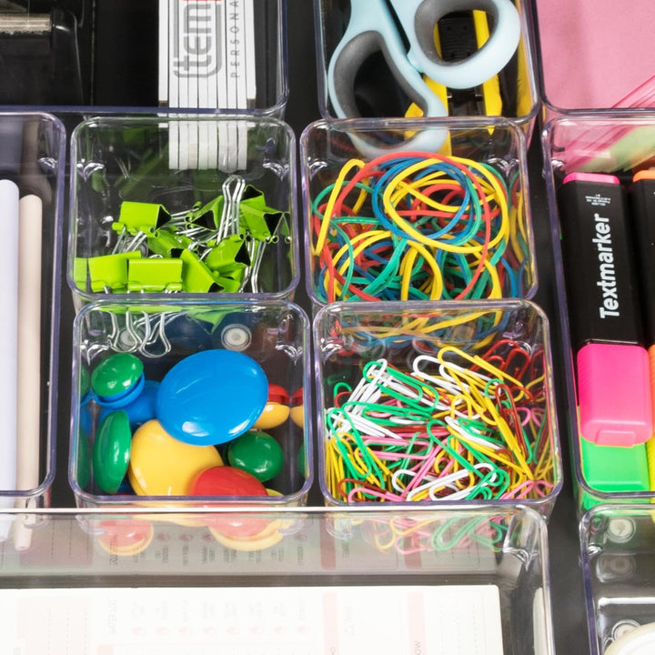 12x Schubladen Ordnungssystem 8x8 cm klar transparent 5,5 cm hoch Antislip - Organizer für Schminkti