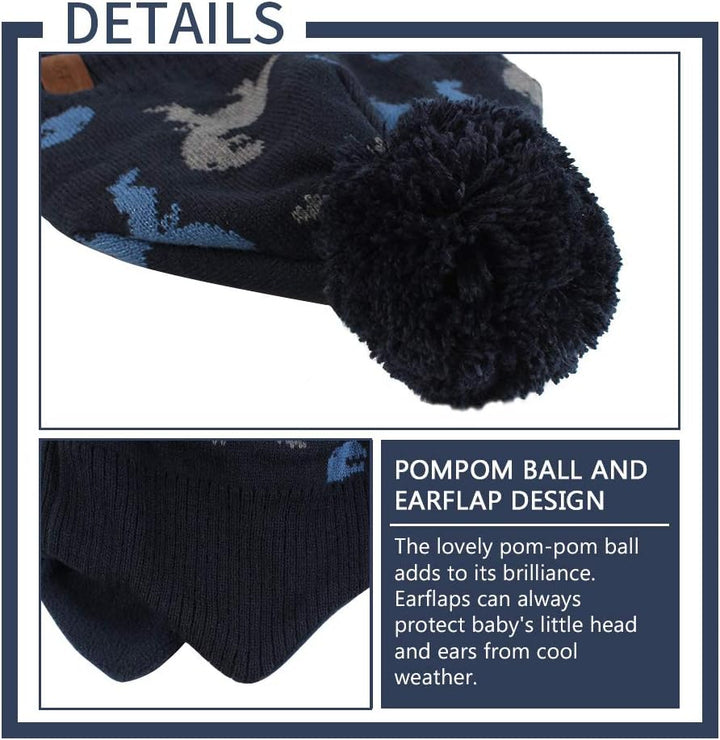 XIAOHAWANG Baby Strickmütze Winter Babymütze Junge Warme Kindermütze Junge Beanie Mütze Dicke Winter