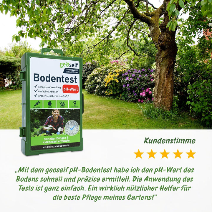 pH-Bodentest zur Ermittlung des Kalkbedarfs – pH Bodentester für bis zu 30 Anwendungen – schnelle Er
