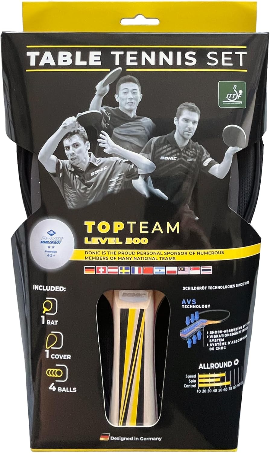Donic-Schildkröt Tischtennis-Geschenkset Top Team 500, 1 Schläger, 3 Bälle inkl. Schlägerhülle, im B