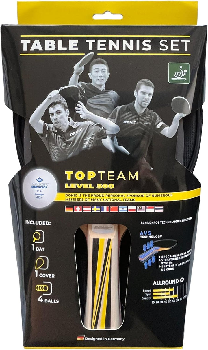 Donic-Schildkröt Tischtennis-Geschenkset Top Team 500, 1 Schläger, 3 Bälle inkl. Schlägerhülle, im B
