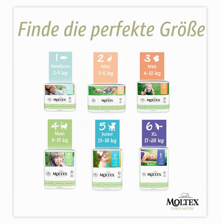 Moltex Pure & Nature Windeln Grösse 3 (4-10 kg), Weiss, Grösse 3 (224) Grösse 3 (224 Stück), Grösse