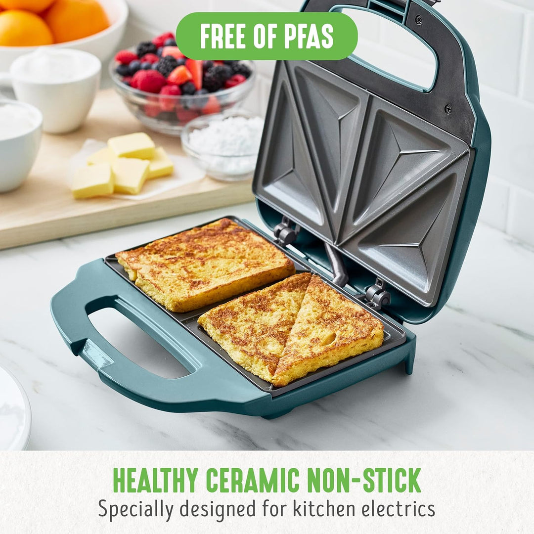 GreenChef Electric Sandwichmaker, PFAS-freie Gesunde Keramik-Antihaft, Panini, Sandwichtoasts, Grill
