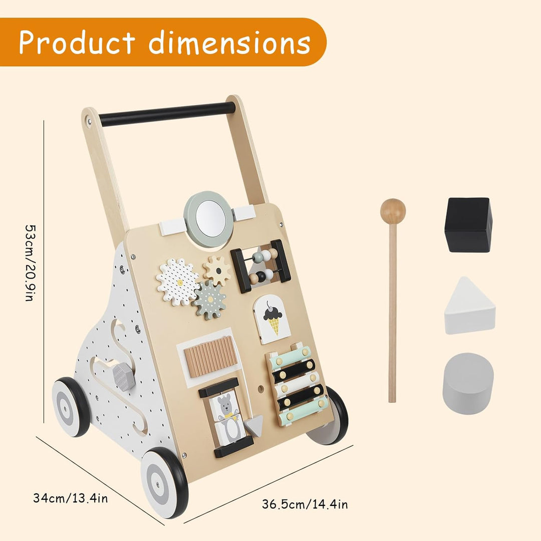 Lauflernwagen Baby,Aus Holz | Mit Activity,9 In 1 Lauflernhilfe Mit Montessori Spielzeug Multifunkti