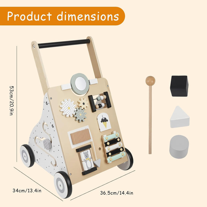 Lauflernwagen Baby,Aus Holz | Mit Activity,9 In 1 Lauflernhilfe Mit Montessori Spielzeug Multifunkti