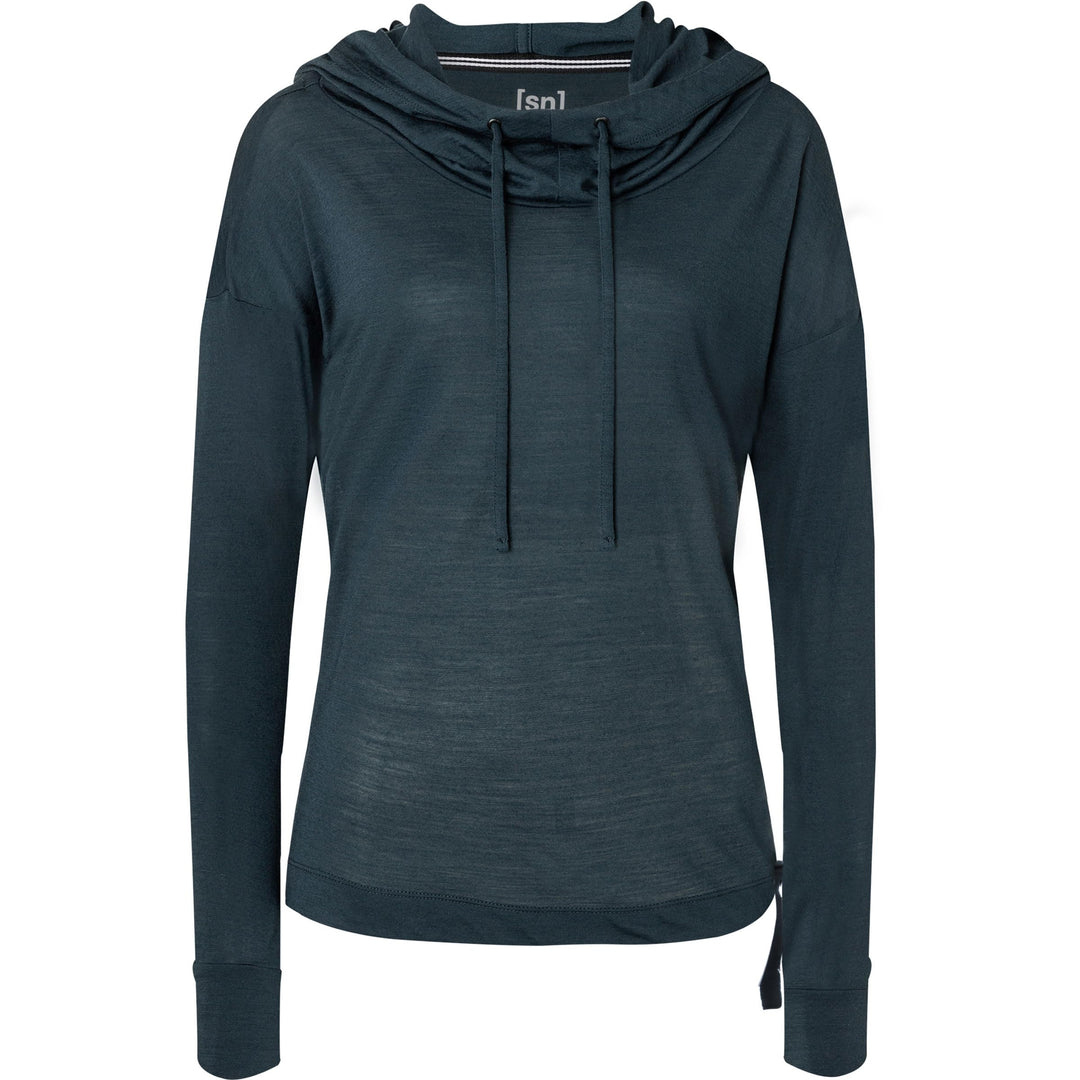 super.natural Damen Kapuzenpullover, Mit Merinowolle, W FUNNEL HOODIE Blueberry L, Blueberry L