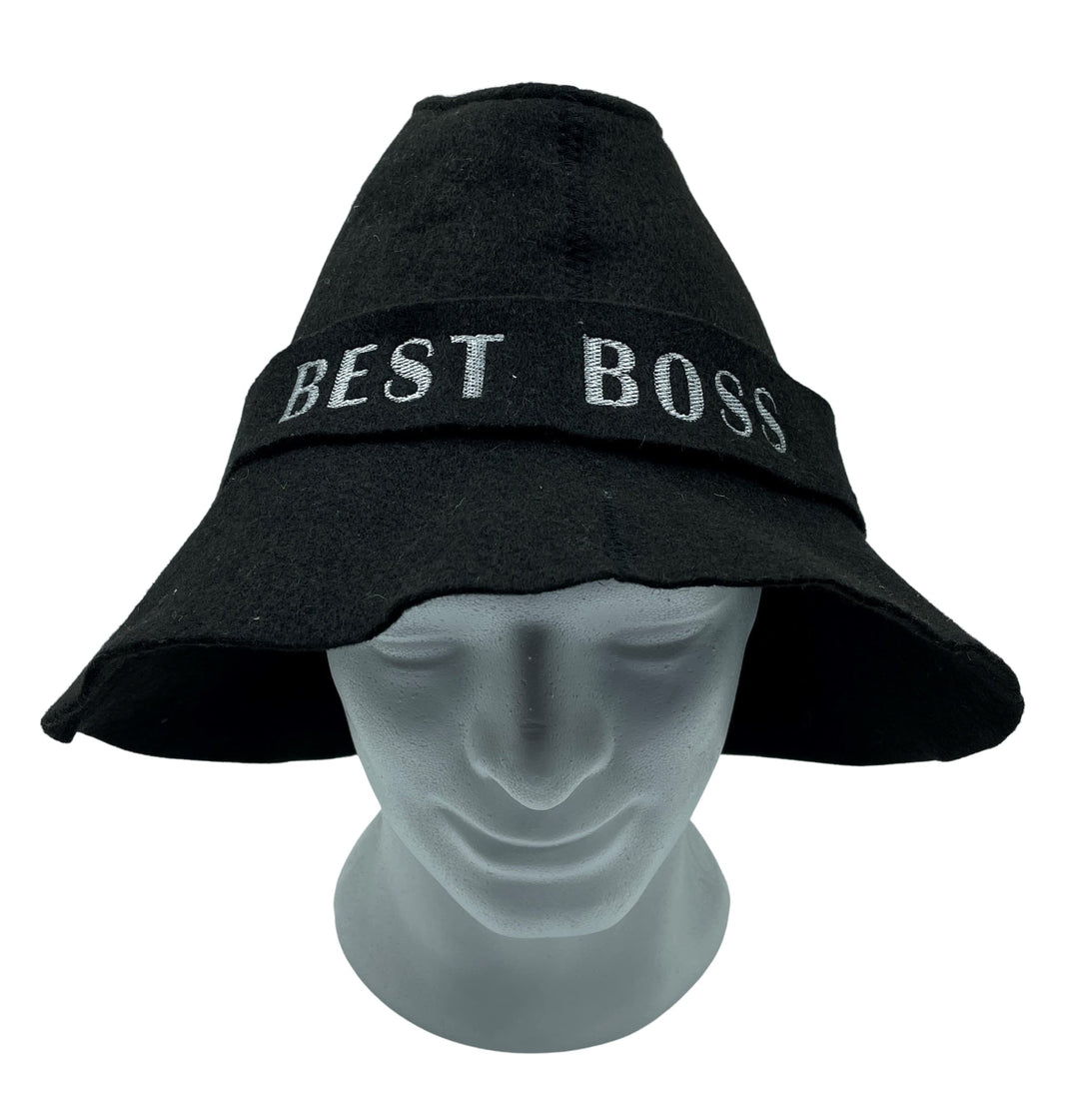 Dufte Momente Saunahut „Best Boss“ 100% Baumwolle Filz Saunamütze Filzkappe