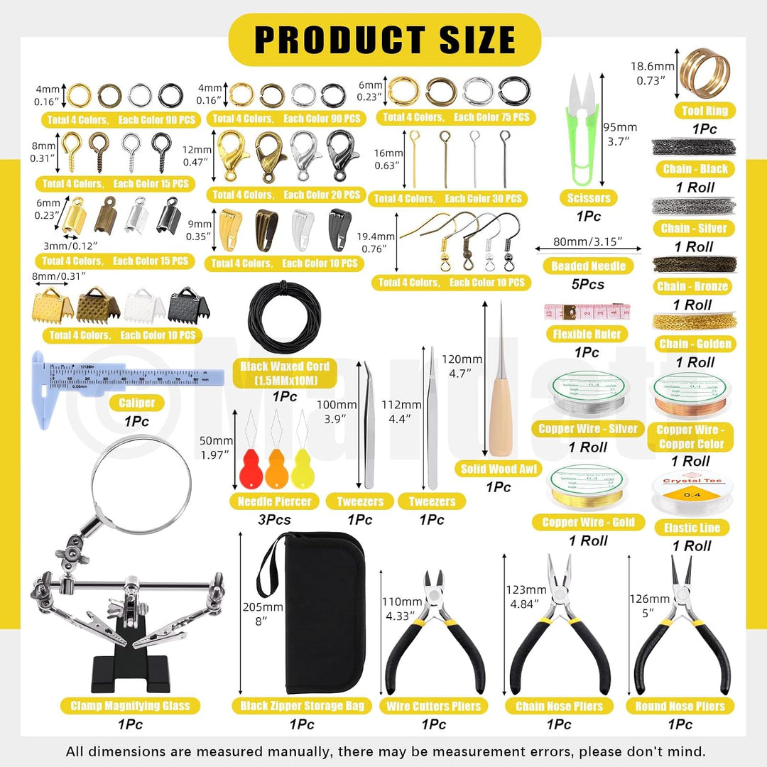 Mardatt 1488Pcs Jewelry Making Supplies Kit Includes Magnifying Glass, Jewelry Pliers, Jewelry Wires