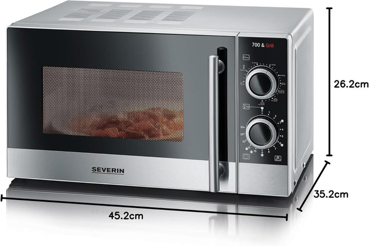 SEVERIN 2-in-1 Mikrowelle mit Grill 700 W, Grillofen mit 9 Automatikprogrammen, Mikrowelle mit Grill