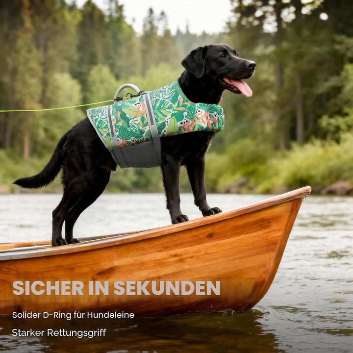 VIVAGLORY Hunde Schwimmweste Rip Stop Hundeschwimmweste, L, Grün | Auftrieb &amp; Ripstop for Hunde, Sch