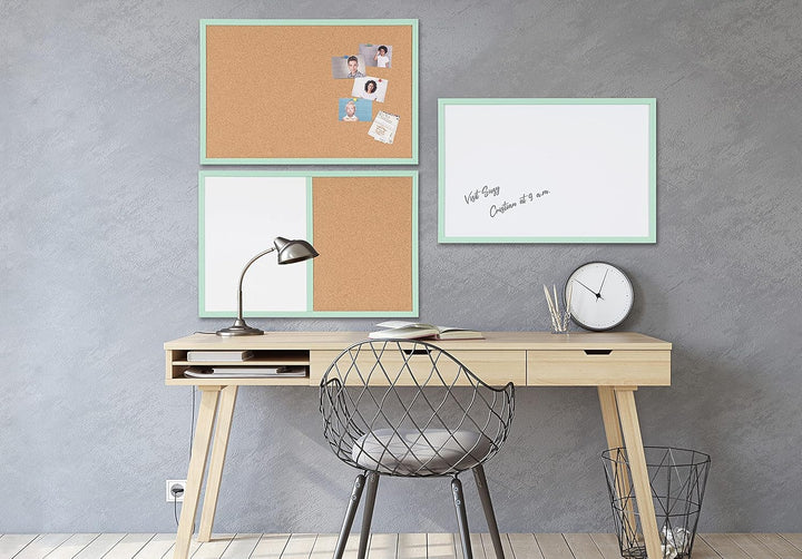Bi-Office Whiteboard, magnetisch, trocken abwischbar, Rahmen aus Holz, Pastellgrün, MDF, 80 x 60 cm