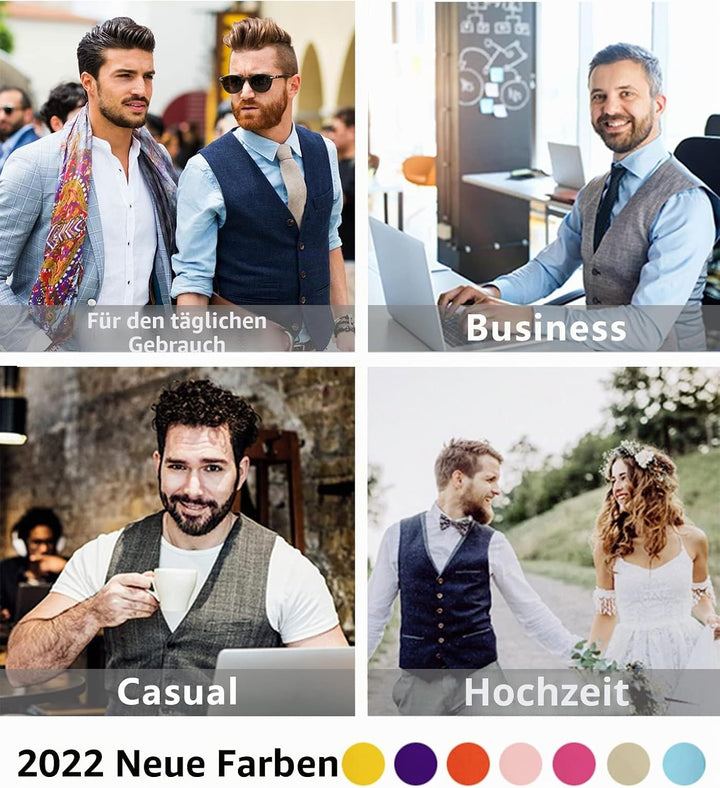 HISDERN Herren Formale Hochzeit Party Weste Baumwolle Einfarbig Weste 3XL Z1 - Rosa, 3XL Z1 - Rosa