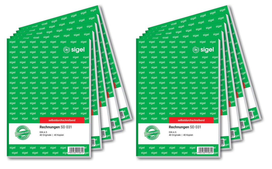 SIGEL SD031/10 Rechnungen, A5, 2x40 Blatt, selbstdurchschreibend, 10er Pack