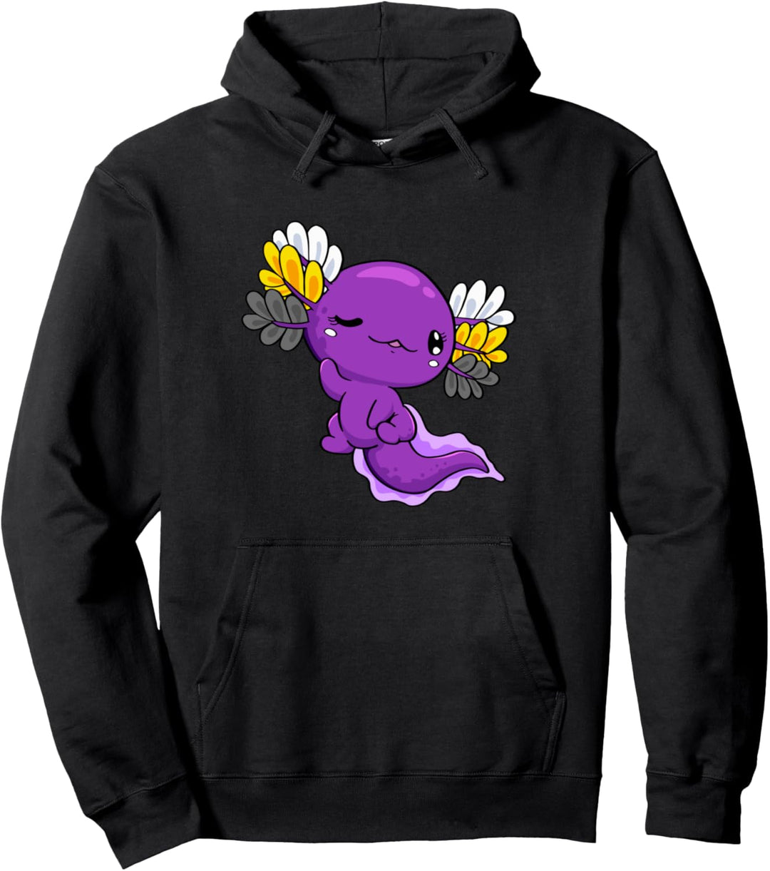 Nichtbinäre Flagge, nicht-binärische Flagge, Kawaii-Axolotl-Flor LGBTQ Pullover Hoodie