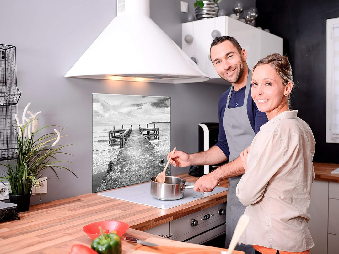 murando Spritzschutz Glas für Küche 80x80 cm Küchenrückwand Küchenspritzschutz Fliesenschutz Glasbil