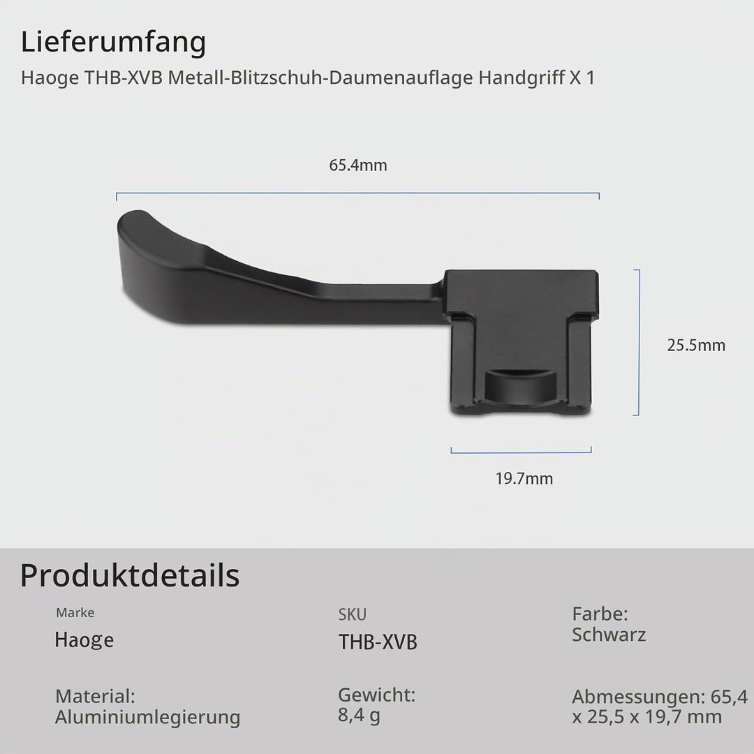 Daumen-Up-Griff aus Metall für Fujifilm X100VI Fujinon X100V Kamera-Zubehör Haoge THB-XVB, schwarzer