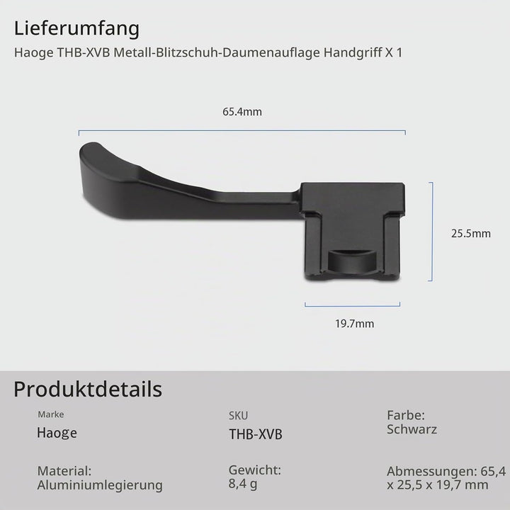 Daumen-Up-Griff aus Metall für Fujifilm X100VI Fujinon X100V Kamera-Zubehör Haoge THB-XVB, schwarzer