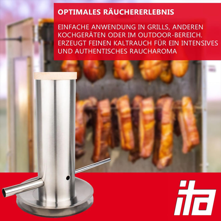 ITA Premium Kaltrauchgenerator aus Edelstahl - Raucherzeuger für Räucheröfen Smoker - Rauchgenerator