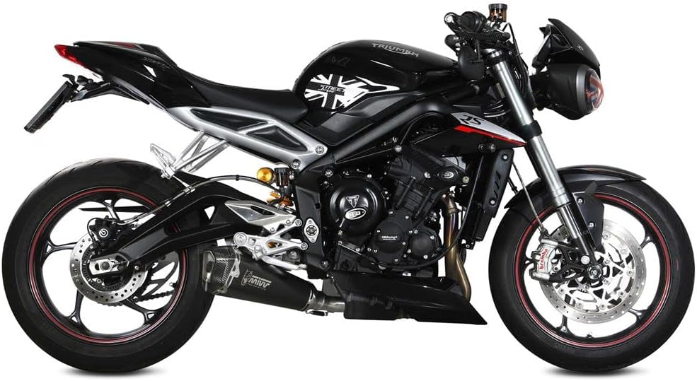 MIVV SLIP-ON STANDARD DELTA RACE Edelstahl schwarz kompatibel mit TRIUMPH STREET TRIPLE R / S / RS 7