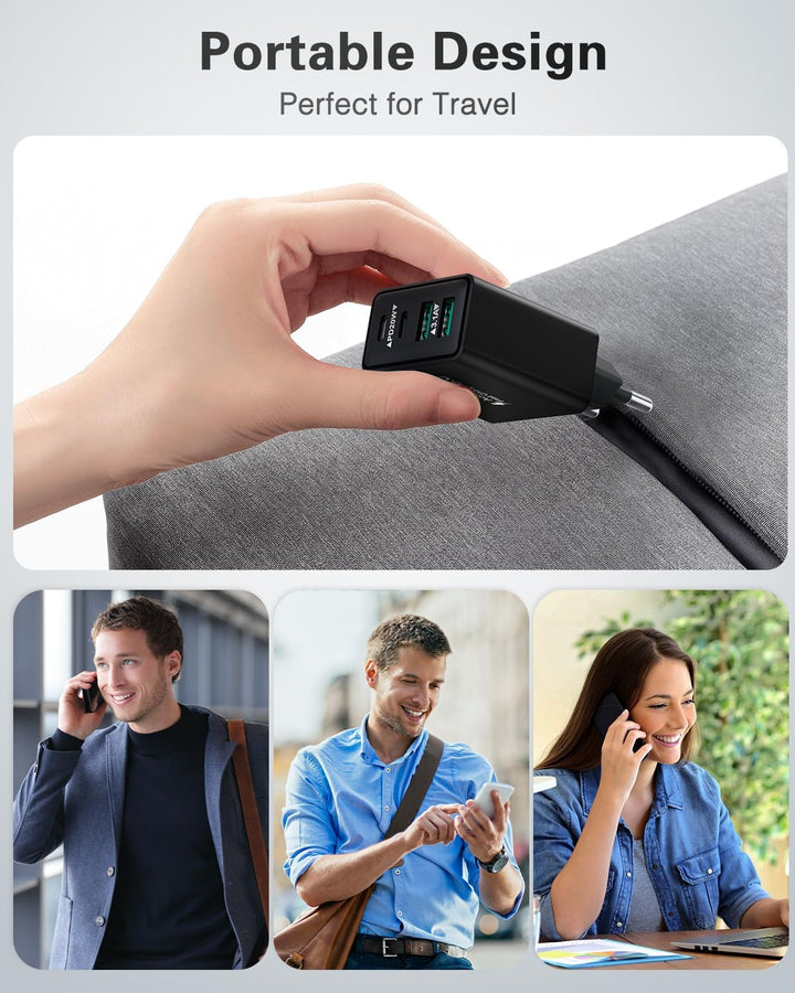 2-Pack Stecker USB C, 40W 4 Ports mit USB-C Adapter+QC Ladegerät Mehrfach Schnellladegerät USBC Lade