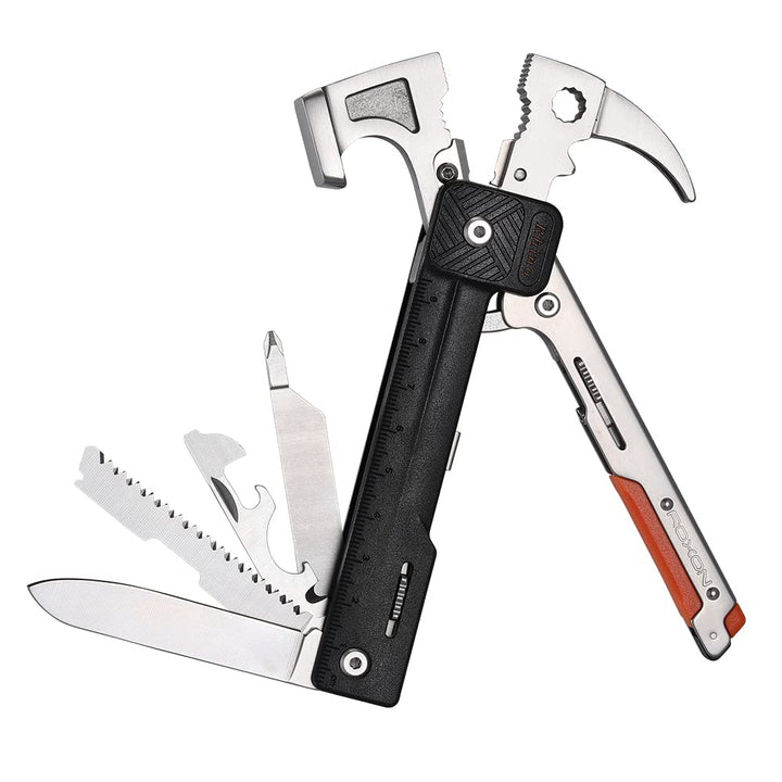 ROXON 16 in One Tools Hammer Multitool mit Feuerstein, auswechselbarem Messer, Bestes Campingzubehör