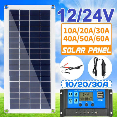 Aumotop Flexible Solarpanel Kit 300W 12V 24V Schaltbar, Komplettanlage Photovoltaik Panel mit Kabel