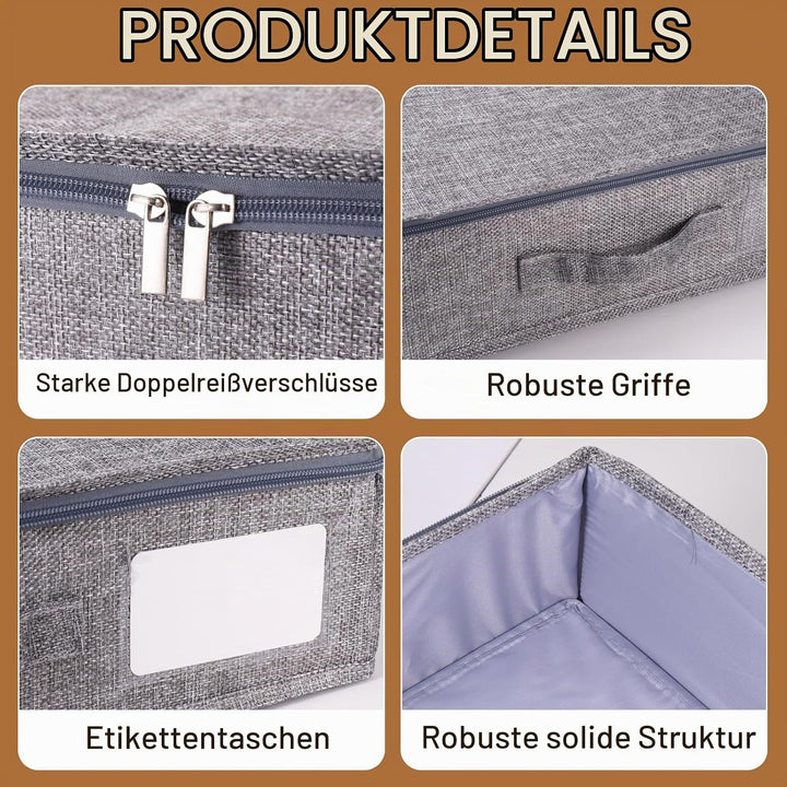 2stk Unterbett Aufbewahrungsbox mit Deckel, Unterbettkommode 12cm Hoch, Unterbett Aufbewahrung mit S