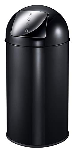 PROREGAL Abfallbehälter mit Pushdeckel & Inneneimer aus Metall | 40 Liter, HxBxT 74x34x34cm | Schwar