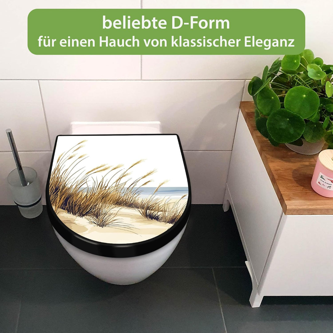 banjado WC Sitz mit Absenkautomatik D Form - Toilettendeckel mit Absenkautomatik D Form - Klodeckel