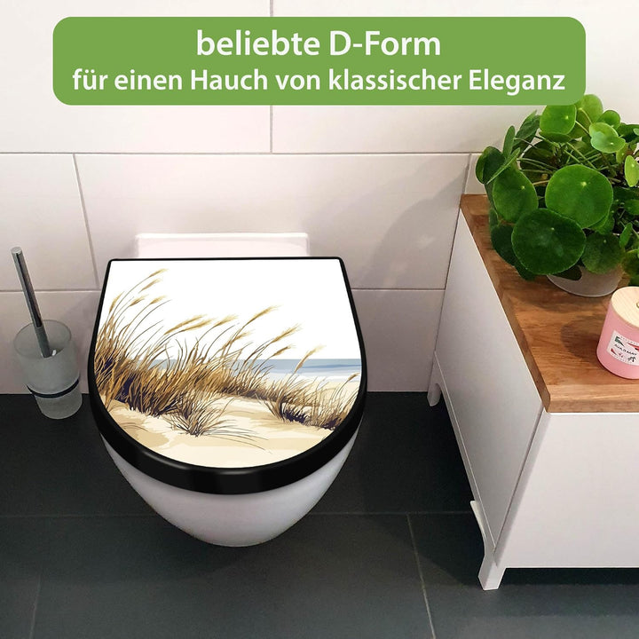 banjado WC Sitz mit Absenkautomatik D Form - Toilettendeckel mit Absenkautomatik D Form - Klodeckel