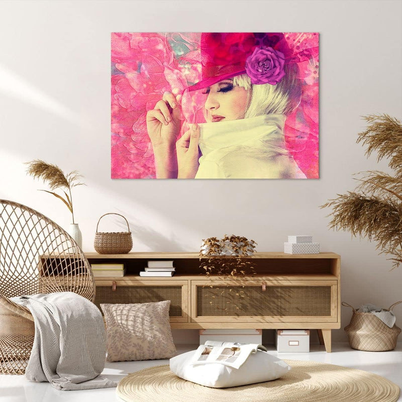 Bilder auf Leinwand 100x70cm Leinwandbild weiblich Blumen- Blume Mode Gross Wanddeko Bild Schlafzimm