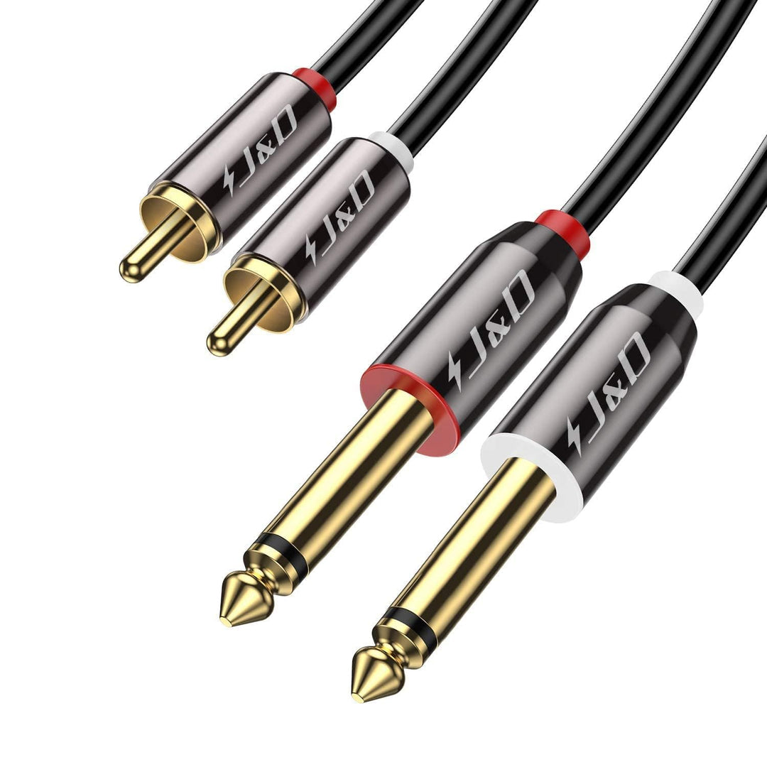 J&amp;D Cinch auf 6,3mm Klinke Kabel 6m, Cinch Kabel Gold-Plated Kupfer Shell Heavy Duty 2 Cinch Männlic