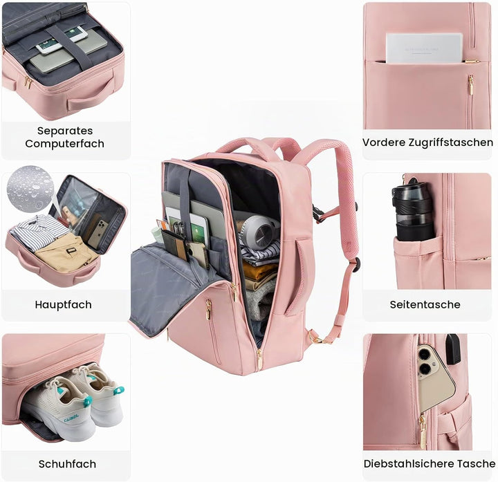 LOVEVOOK Reiserucksack Damen, Handgepäck Rucksack 55x40x20, Rucksack Damen gross mit Schuhfach &amp; Nas