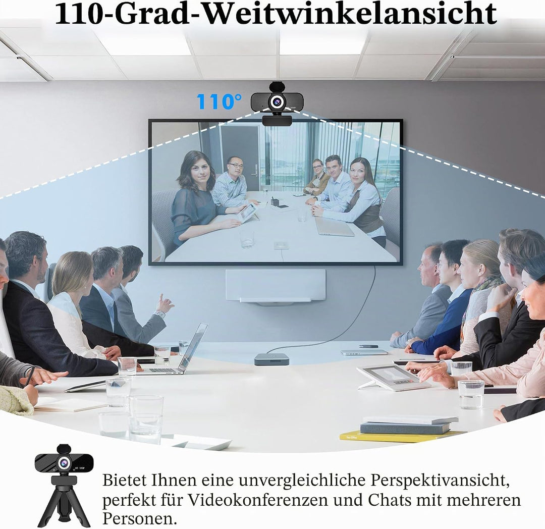 1080P HD Webcam für PC mit Autofokus & Noise Cancelling Mic Plug and Play Computer Kamera für Videok