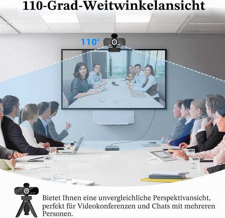 1080P HD Webcam für PC mit Autofokus & Noise Cancelling Mic Plug and Play Computer Kamera für Videok