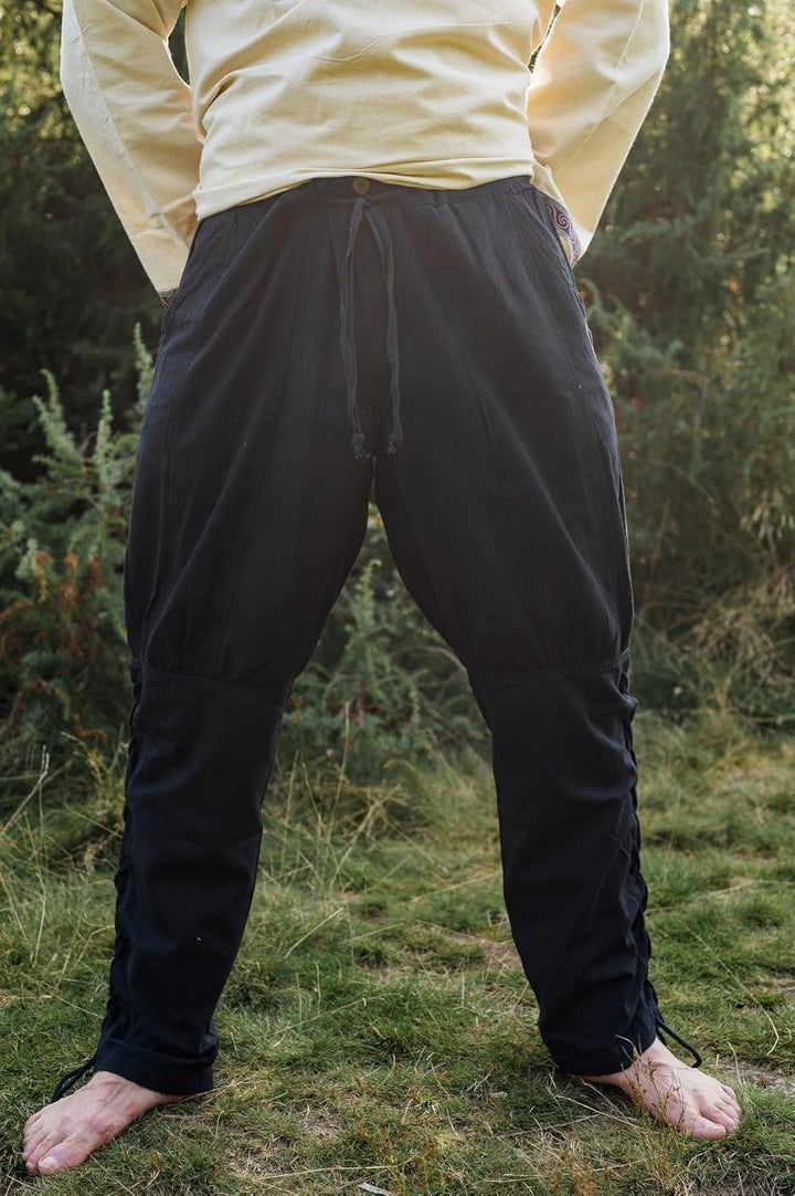 Leonardo Carbone Hose mit Beinschnürung Männer Hose schwarz XL 100% Baumwolle Kostüme, Mittelalter
